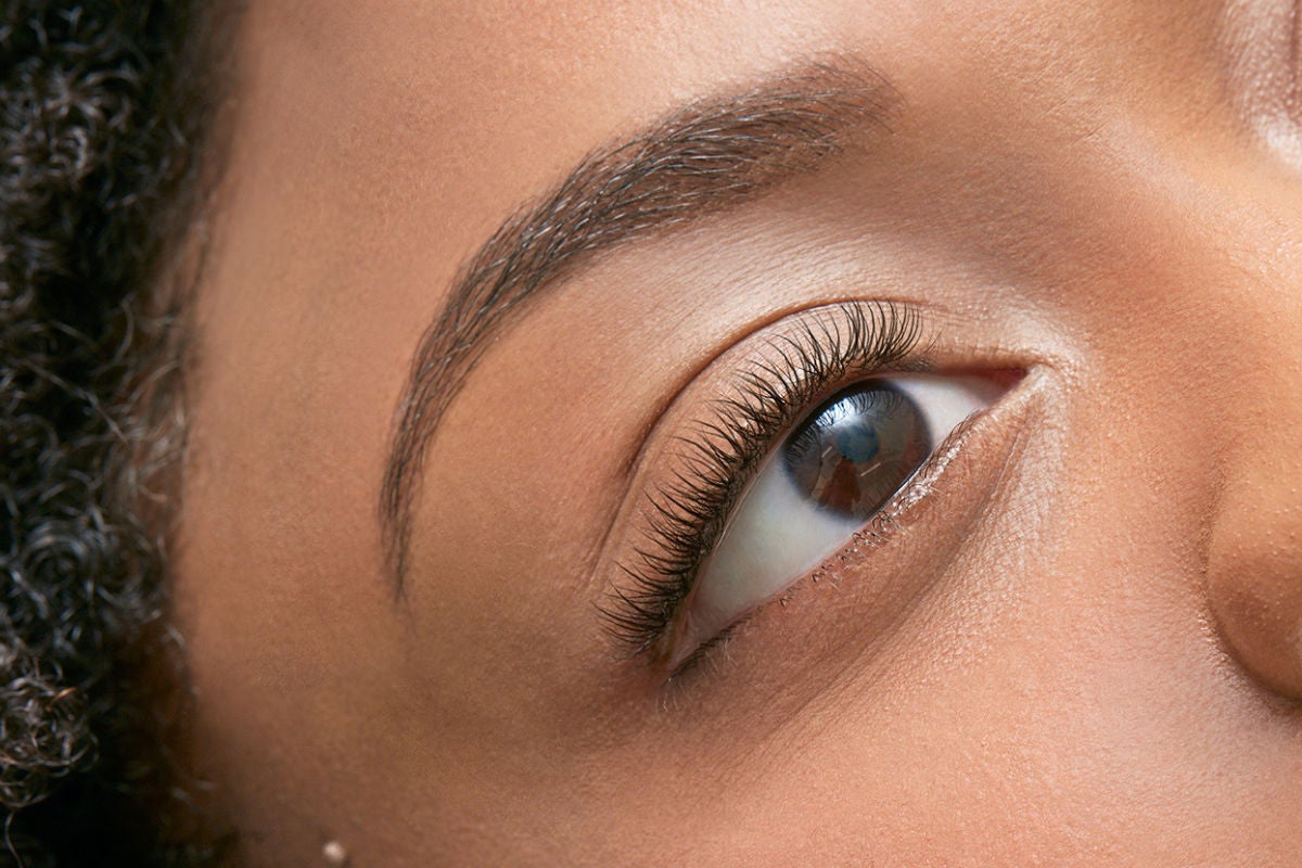 close-up of woman's eyebrow tint