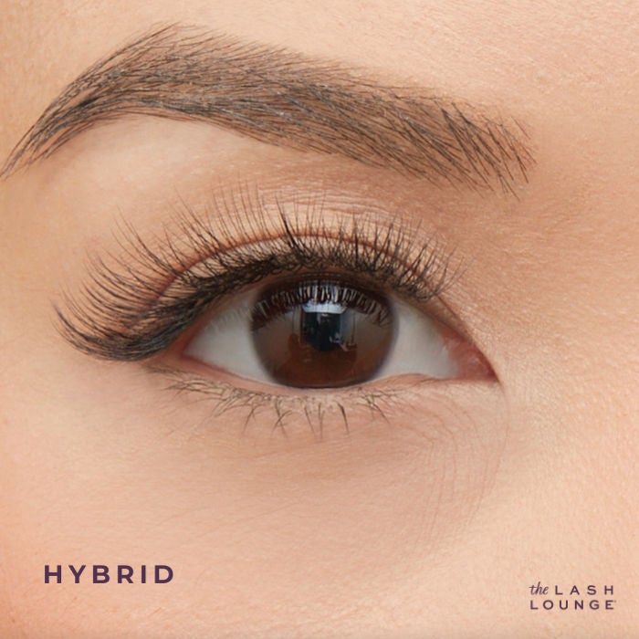 extreme close-up of hybrid lashes