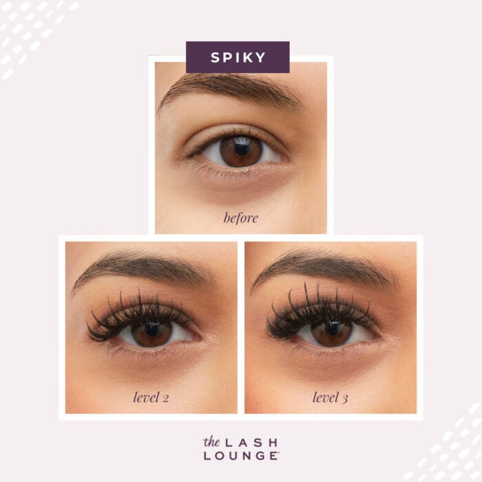 image showing transition of spiky lash looks