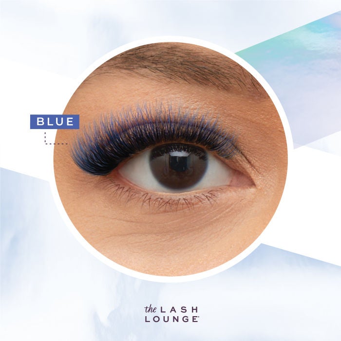 colorful graphic of blue lashes