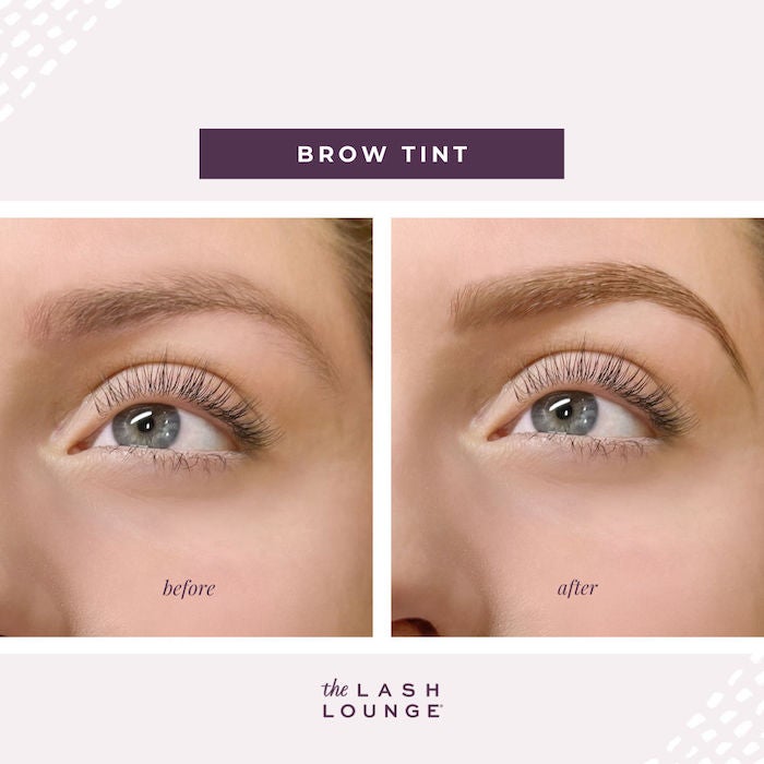 before and after of an eyebrow tint