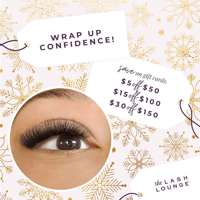 Lash Lounge holiday promo with lash extensions