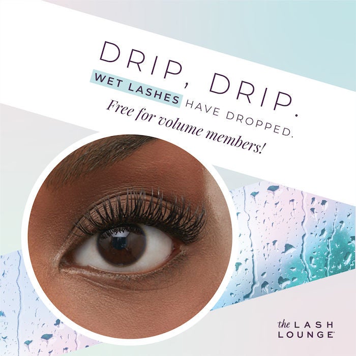 graphic showing close-up of wet lash extensions